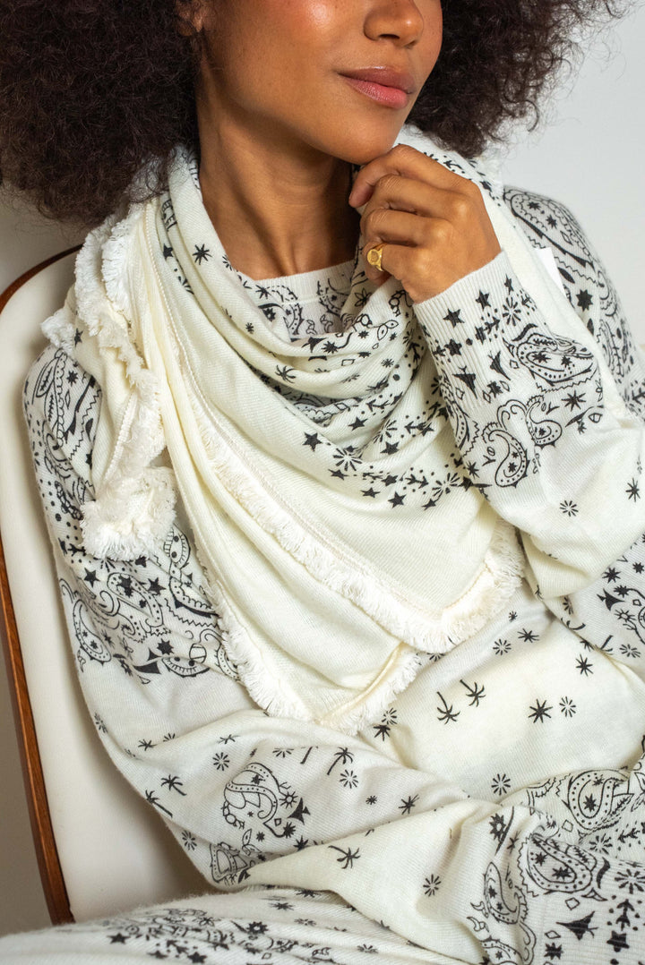 Foulard imprimé bandana Kerry Taille unique / Ecru Foulards