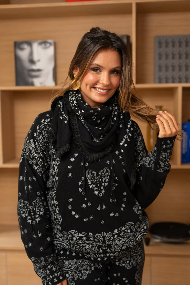 Foulard imprimé bandana Kerry Taille unique / Noir Foulards