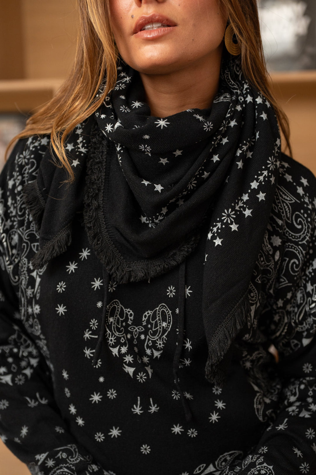 Foulard imprimé bandana Kerry Taille unique / Noir Foulards