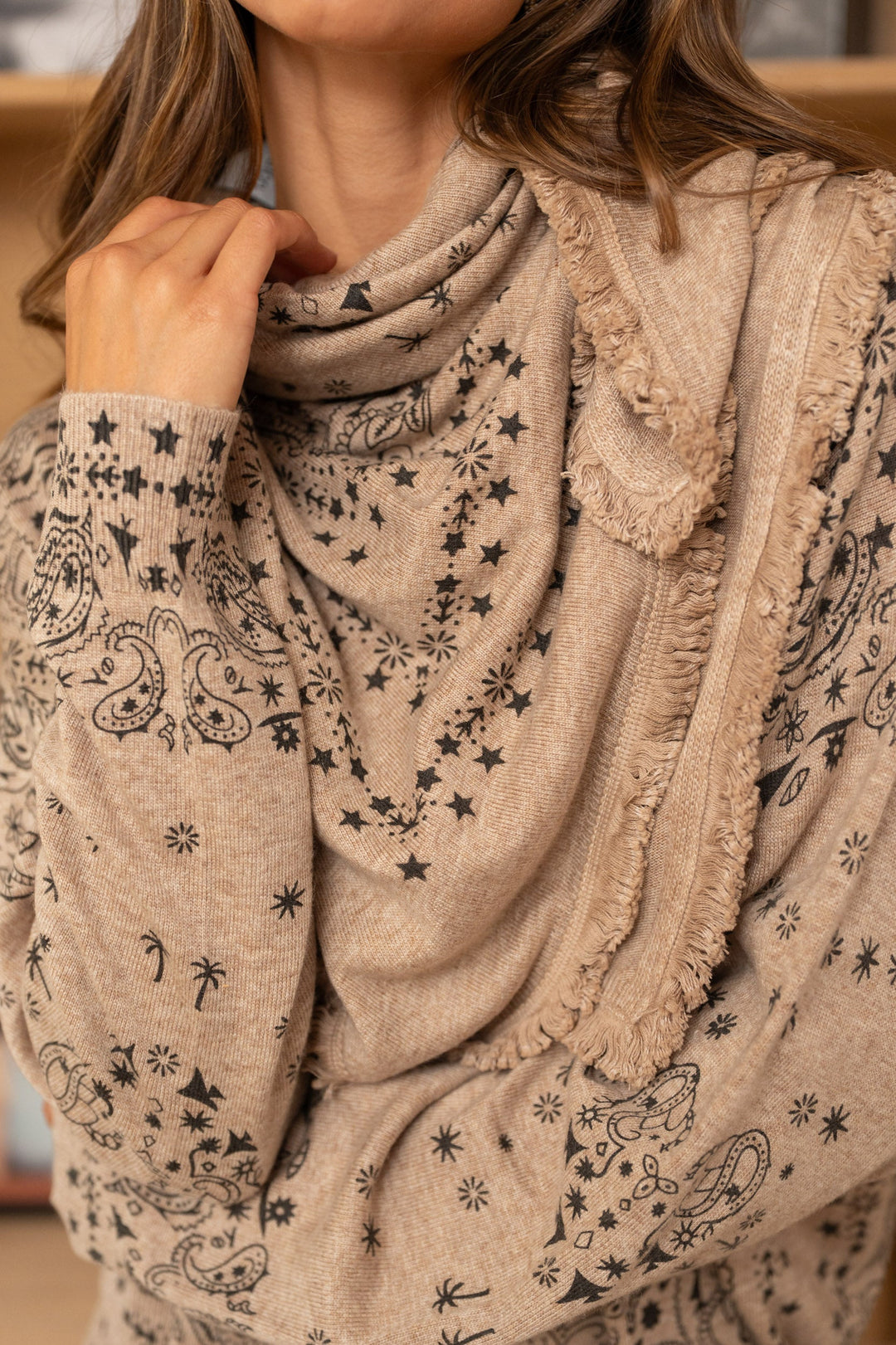 Foulard imprimé bandana Kerry Taille unique / Taupe Foulards