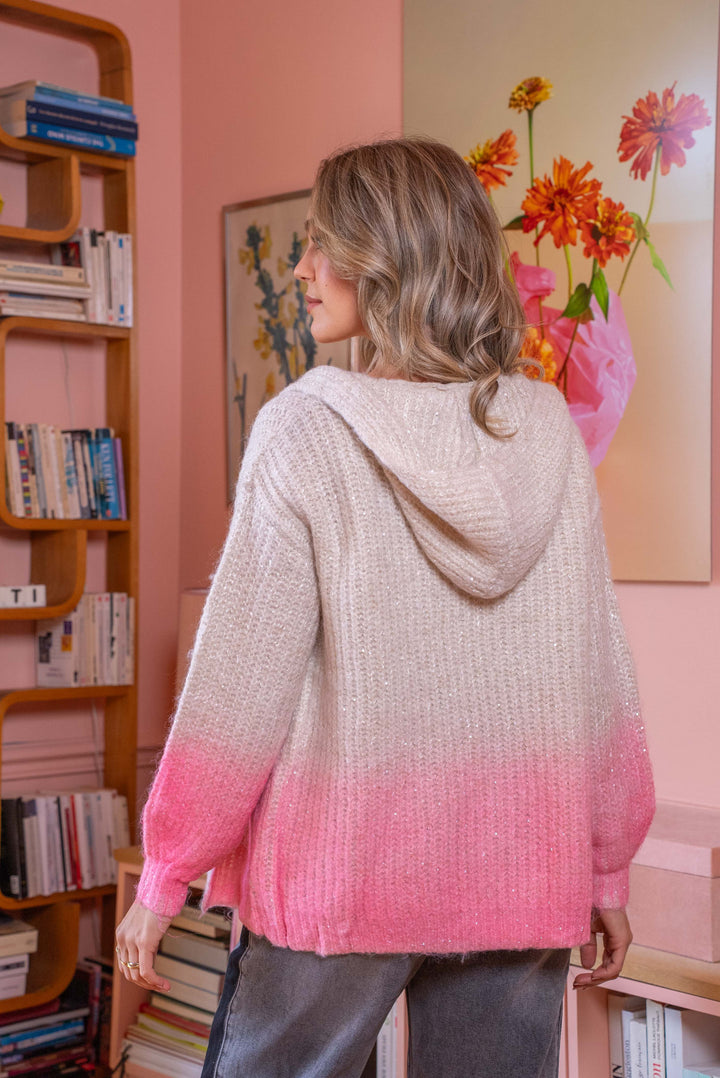 Gilet à capuche avec fils brillants Perle Taille unique