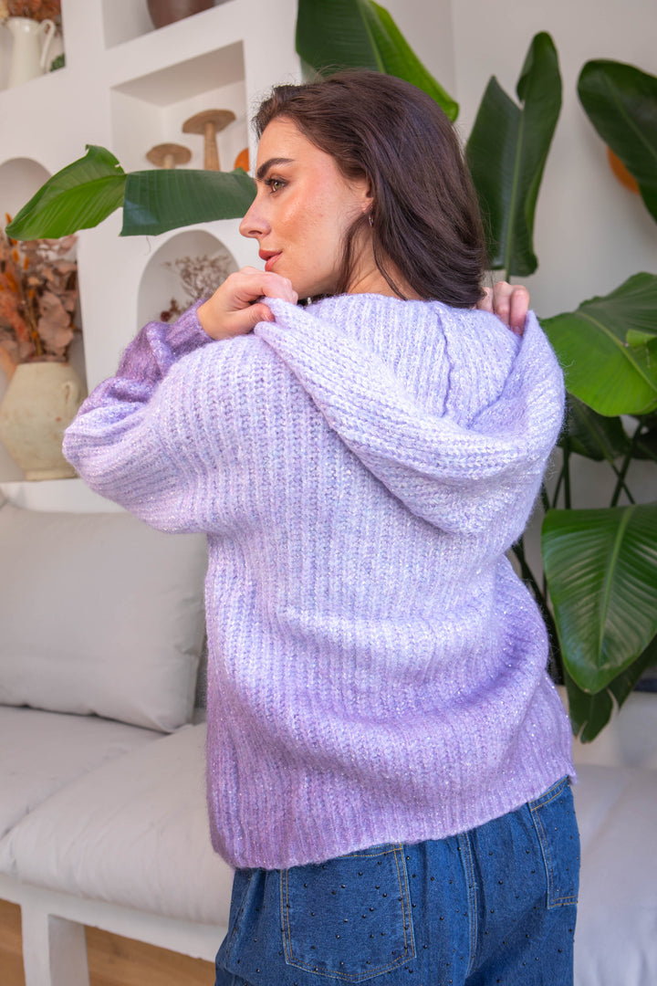 Gilet à capuche avec fils brillants Perle Taille unique