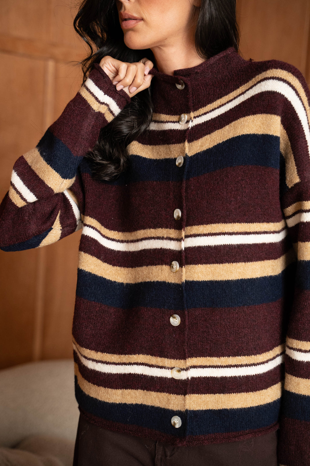 Gilet boutonné à rayures Stephanie - Taille Unique: Du 36