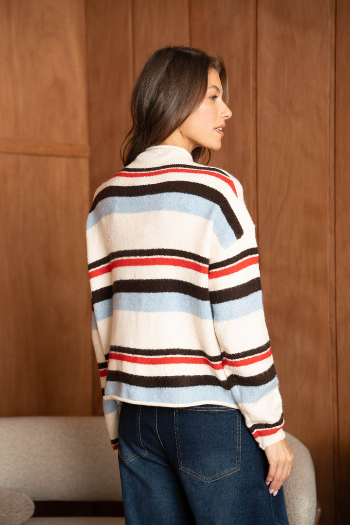 Gilet boutonné à rayures Stephanie - Taille Unique: Du 36