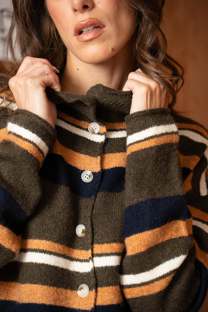 Gilet boutonné à rayures Stephanie - Taille Unique: Du 36