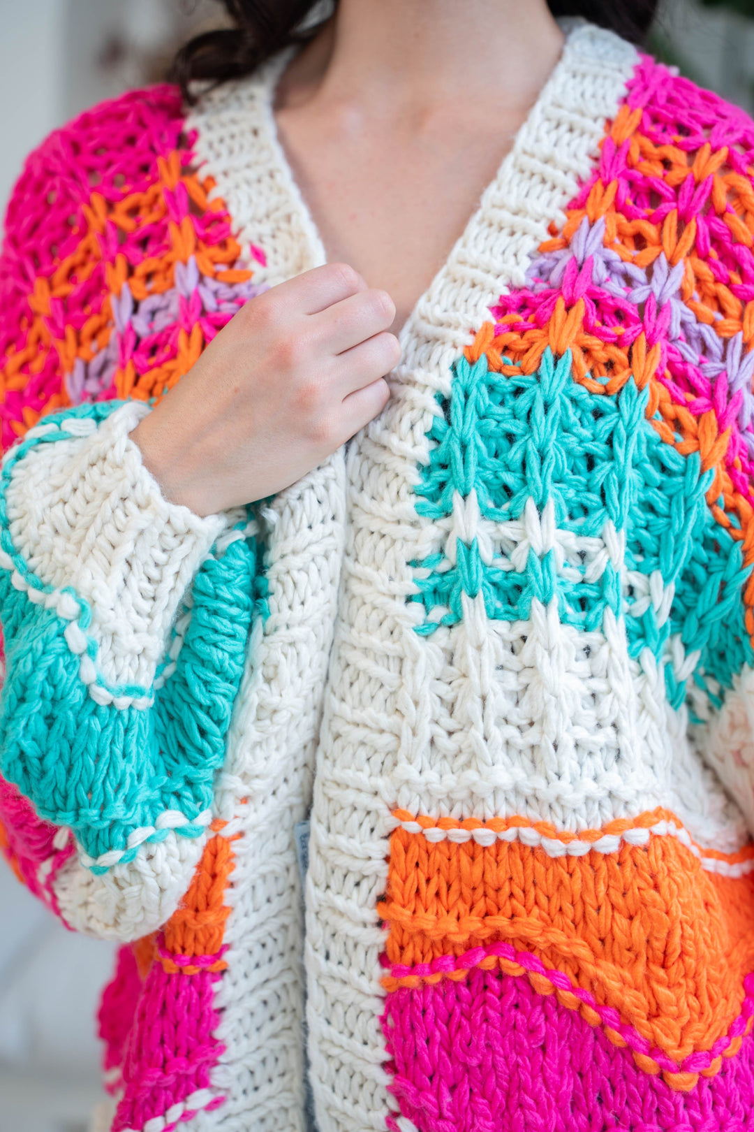 Gilet crochet rayé Lumière Taille unique / Ecru gilets