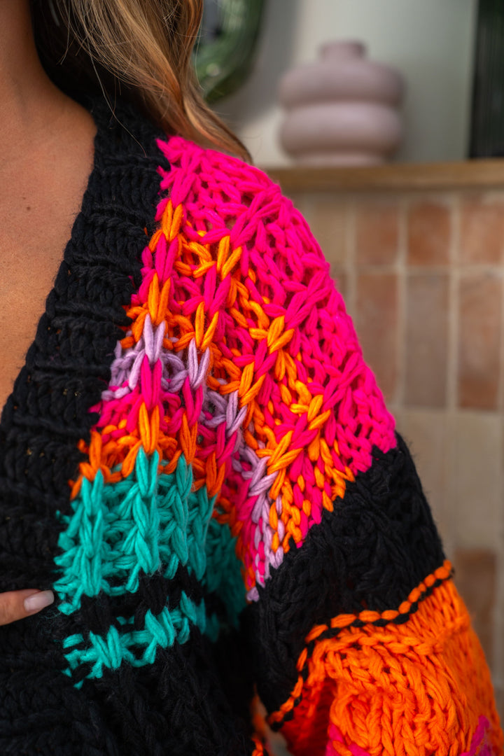 Gilet crochet rayé Lumière Taille unique / Noir gilets