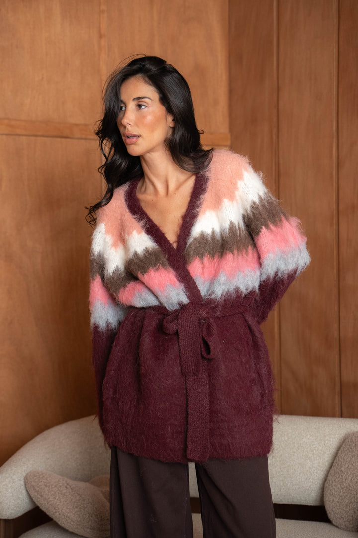 Gilet Doux Rayures Liam 2652 - Burgundy / Taille unique: 36