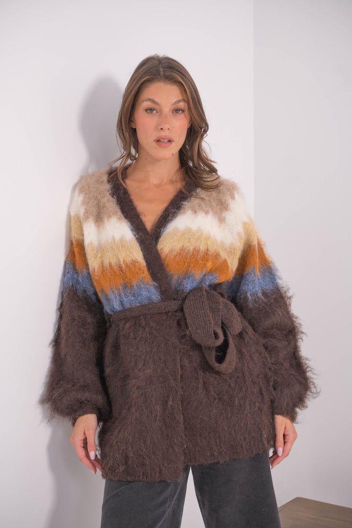 Gilet Doux Rayures Liam 2652 - Coffee / Taille unique: 36