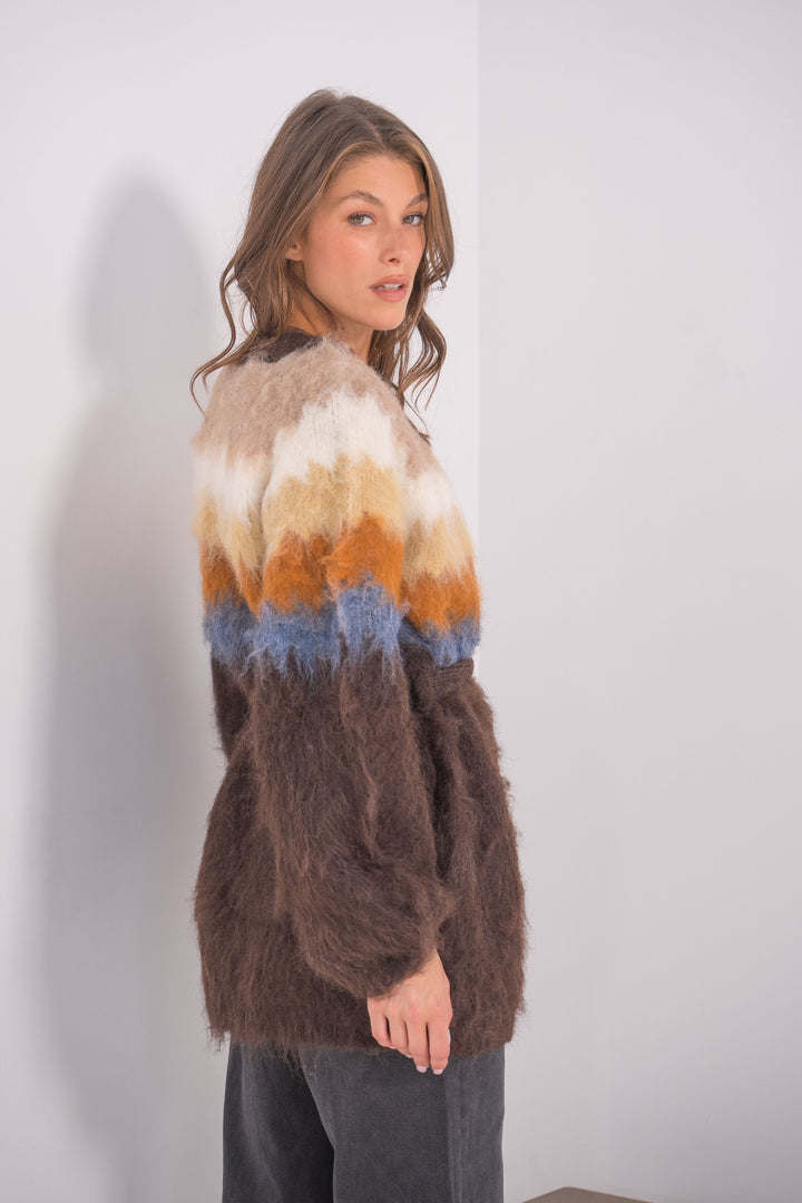 Gilet Doux Rayures Liam 2652 - Coffee / Taille unique: 36