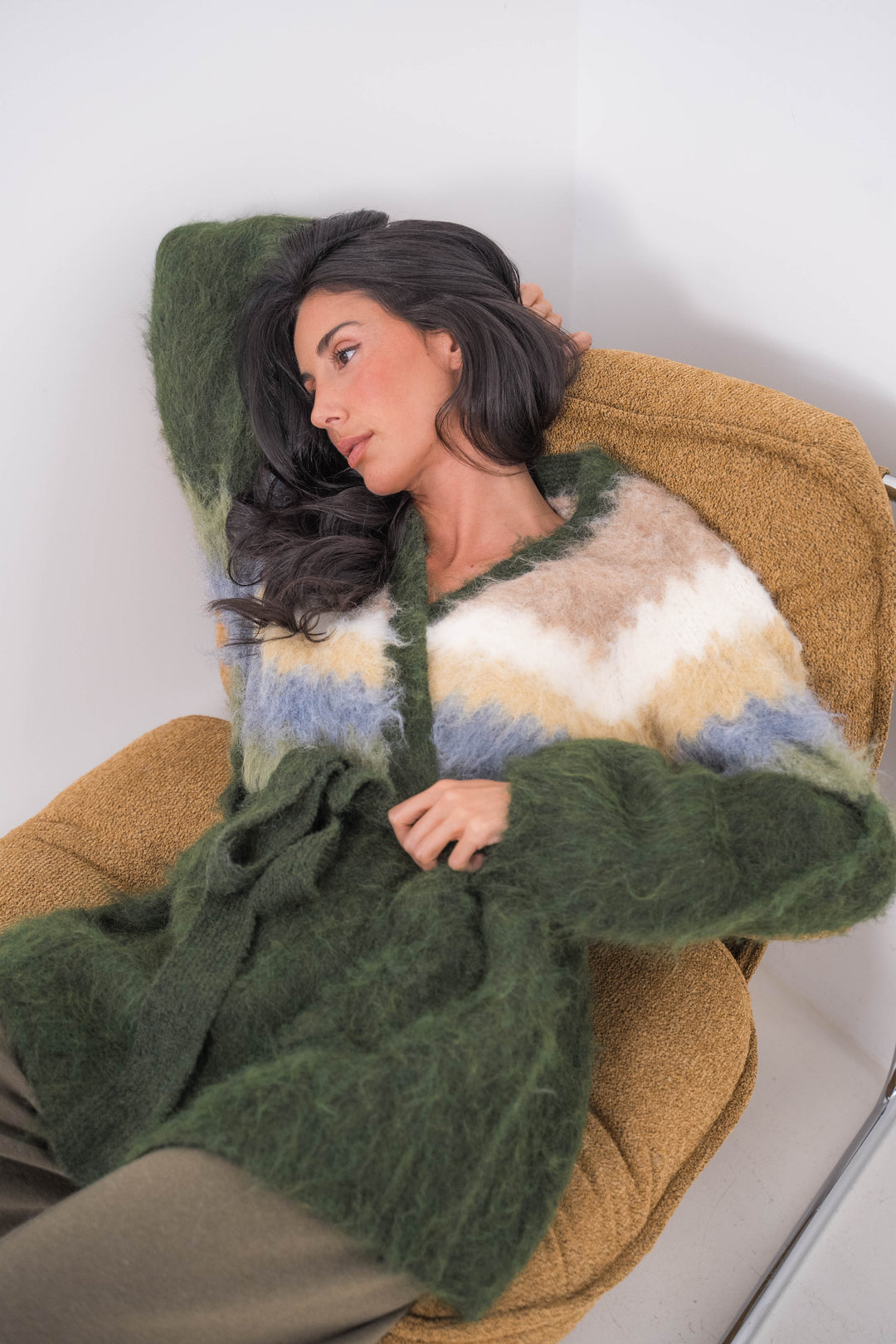 Gilet Doux Rayures Liam 2652 - Vert bouteille / Taille