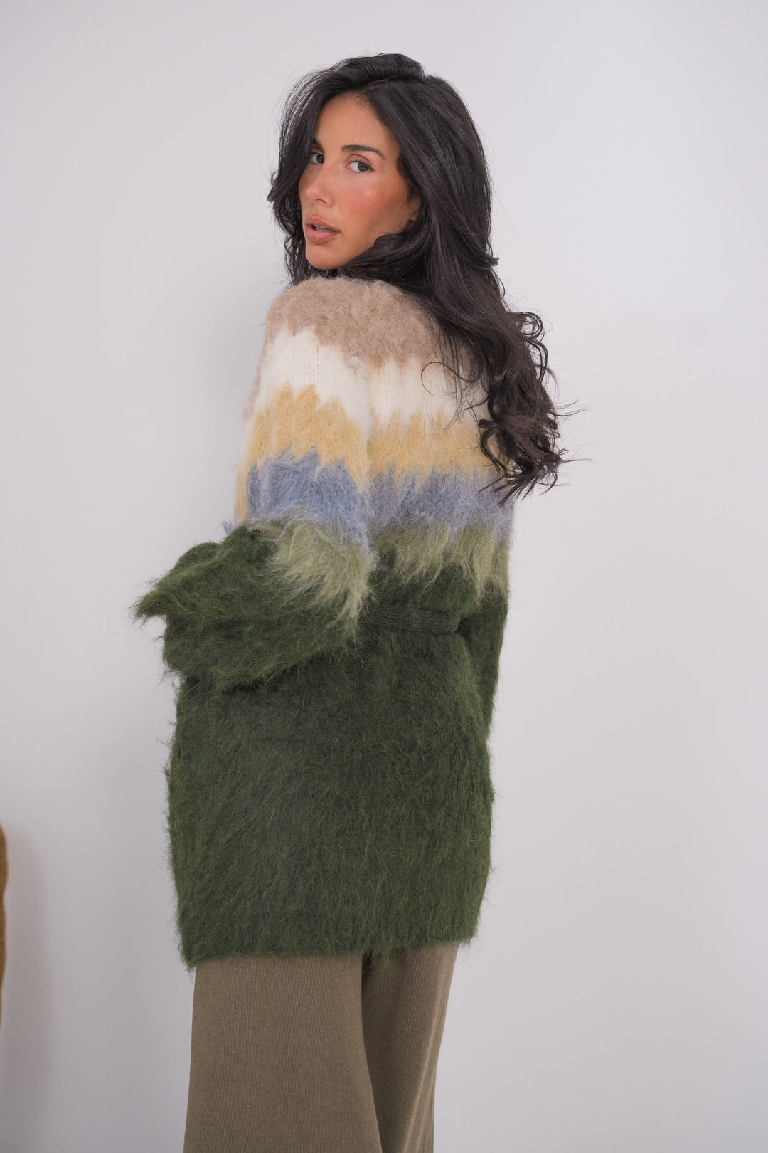 Gilet Doux Rayures Liam 2652 - Vert bouteille / Taille