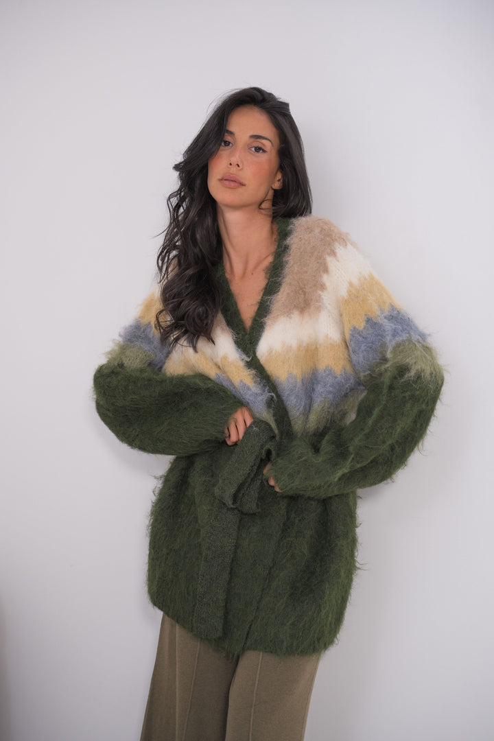 Gilet Doux Rayures Liam 2652 - Vert bouteille / Taille