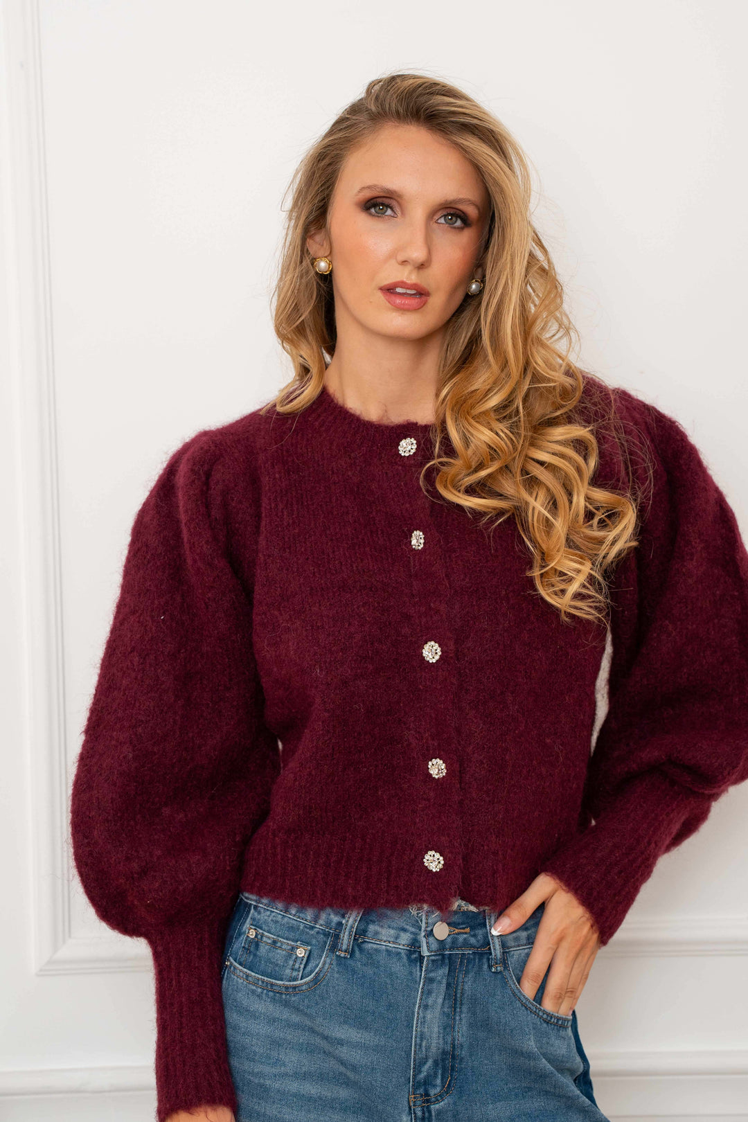 Gilet en maille à boutons bijoux Nelie 2698 - Taille