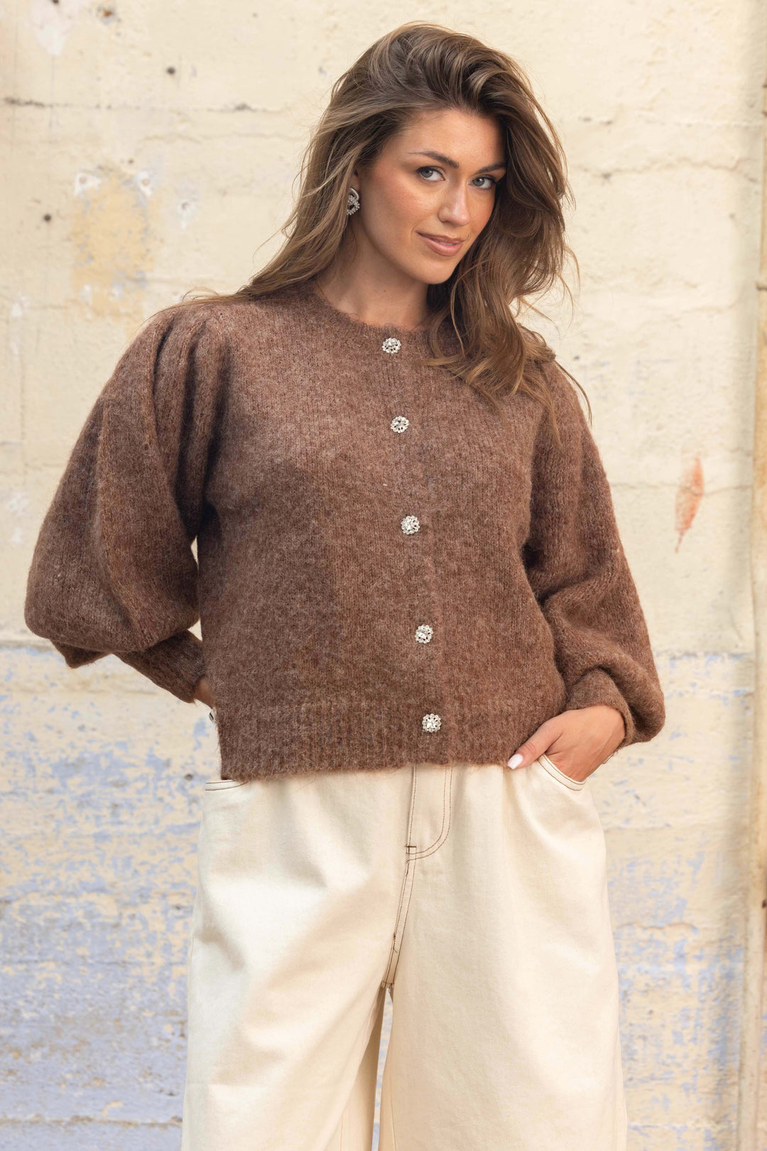 Gilet en maille à boutons bijoux Nelie 2698 - Taille