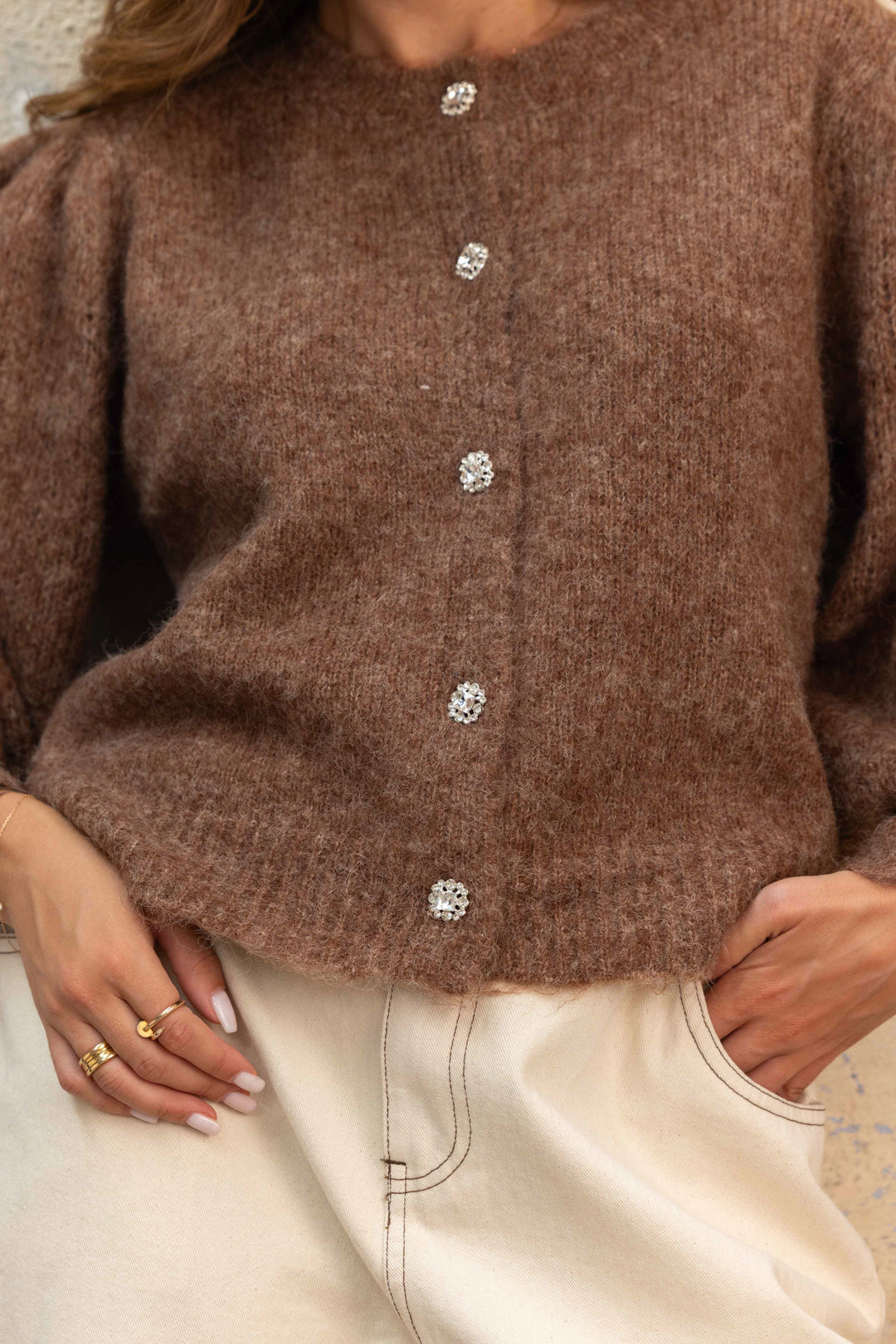 Gilet en maille à boutons bijoux Nelie 2698 - Taille
