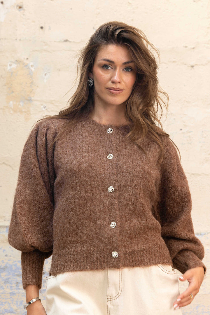 Gilet en maille à boutons bijoux Nelie 2698 - Taille