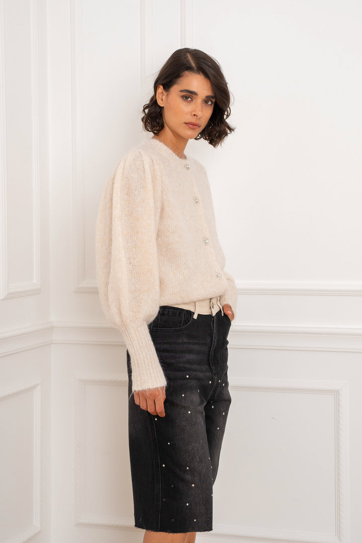 Gilet en maille à boutons bijoux Nelie 2698 - Taille