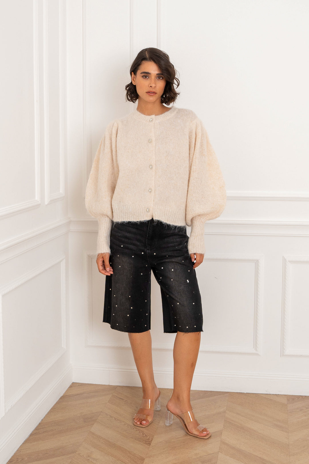 Gilet en maille à boutons bijoux Nelie 2698 - Taille