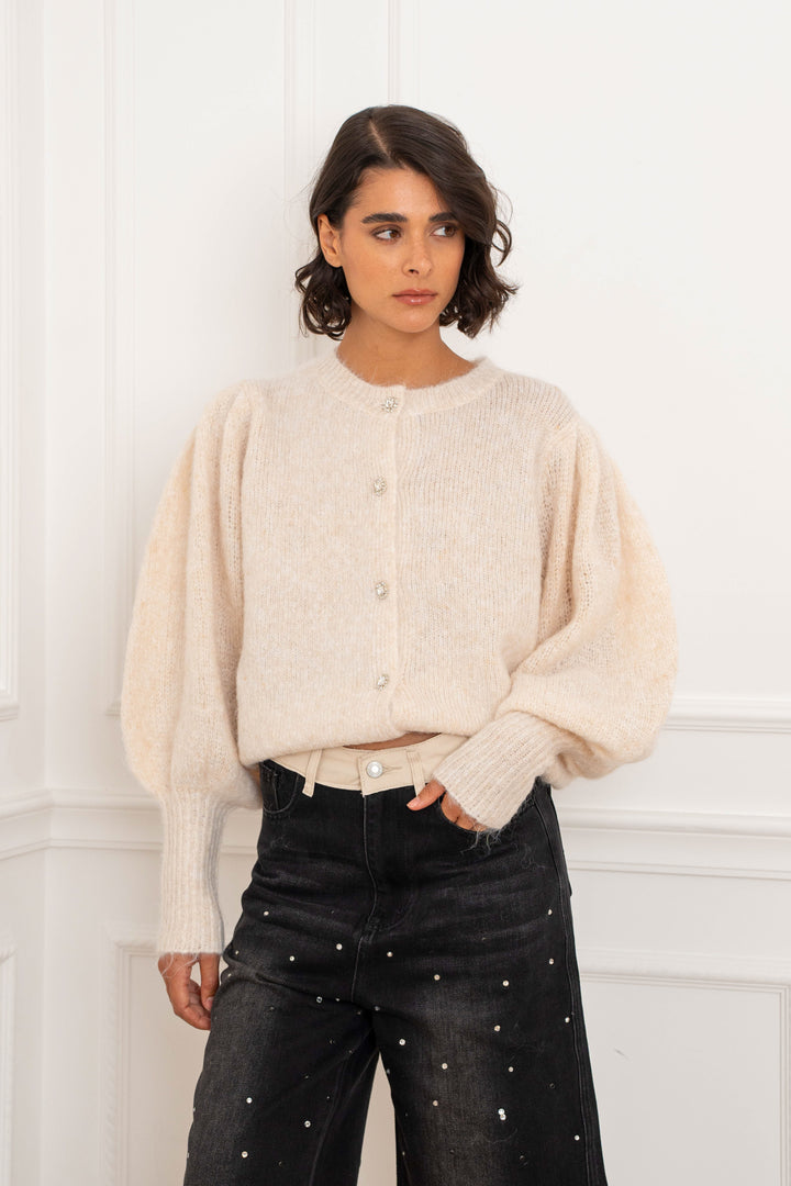 Gilet en maille à boutons bijoux Nelie 2698 - Taille