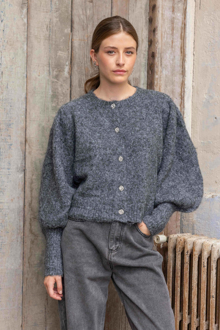 Gilet en maille à boutons bijoux Nelie 2698 - Taille