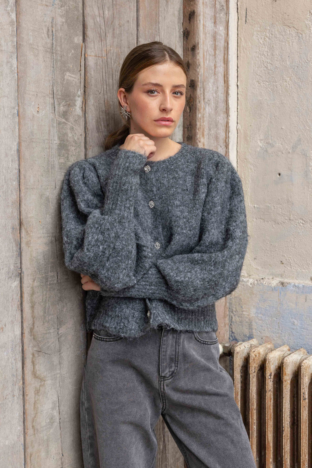 Gilet en maille à boutons bijoux Nelie 2698 - Taille