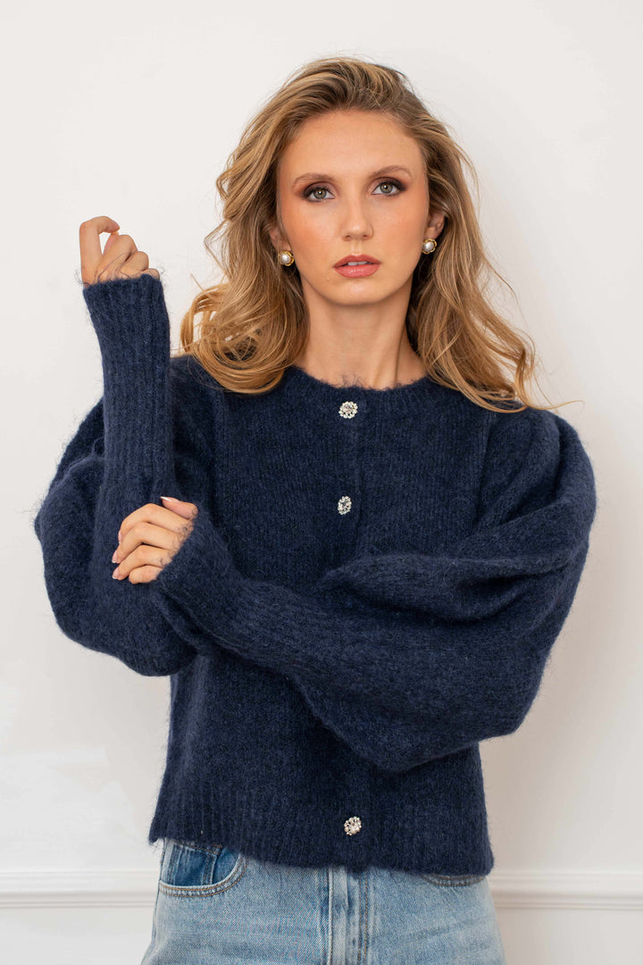 Gilet en maille à boutons bijoux Nelie 2698 - Taille