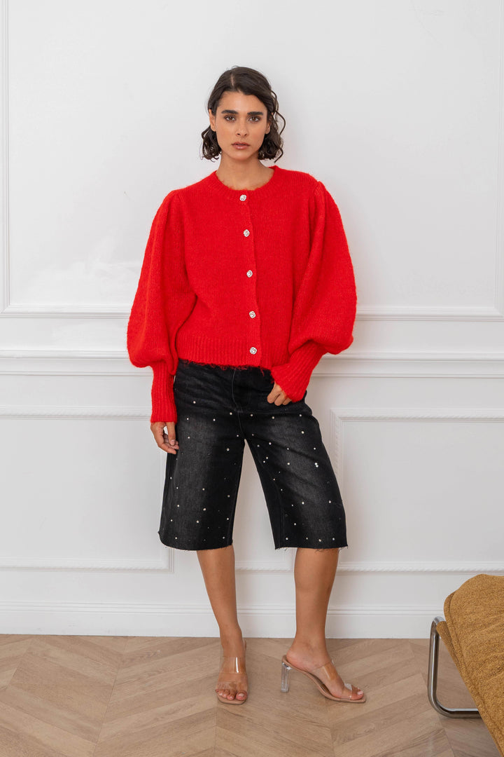 Gilet en maille à boutons bijoux Nelie 2698 - Taille