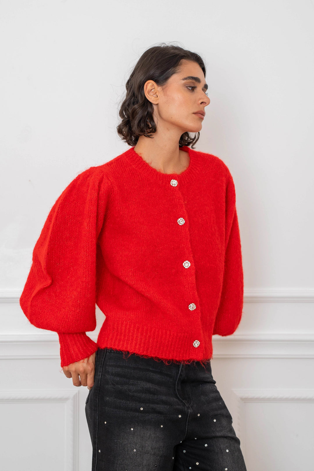 Gilet en maille à boutons bijoux Nelie 2698 - Taille