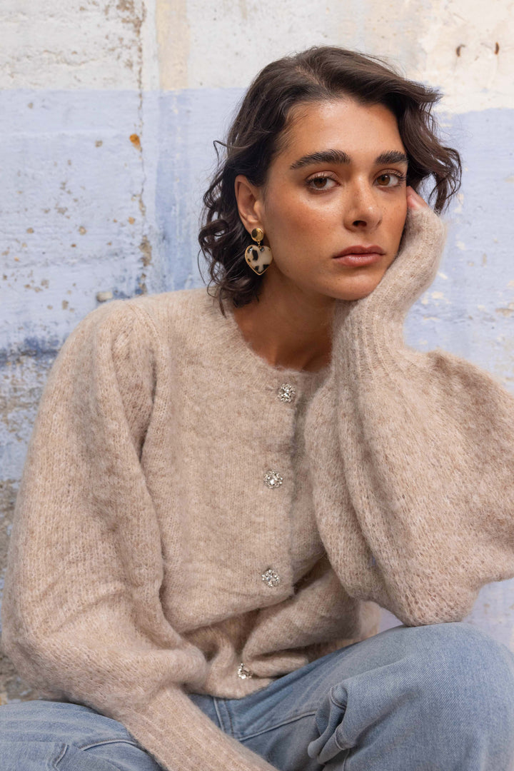 Gilet en maille à boutons bijoux Nelie 2698 - Taille
