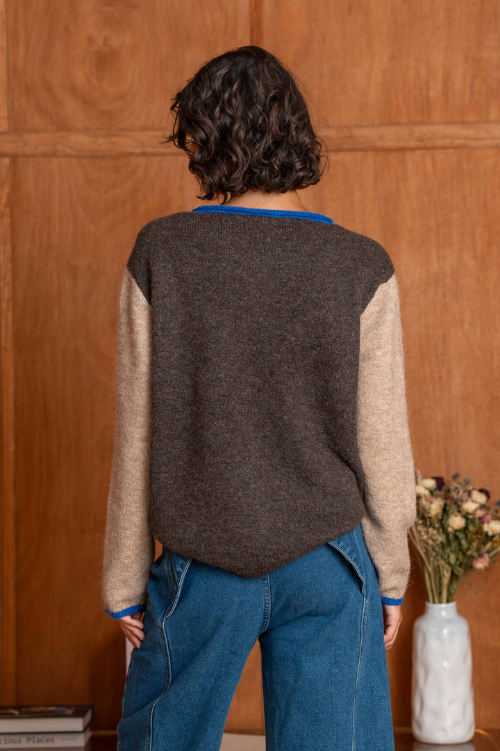 Gilet en maille bicolore à boutons Miko 26002 - Taille