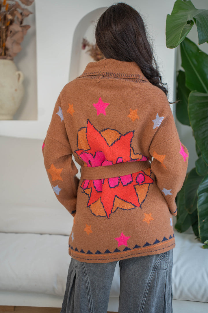 Gilet long en maille imprimé étoiles Pach - Taille unique