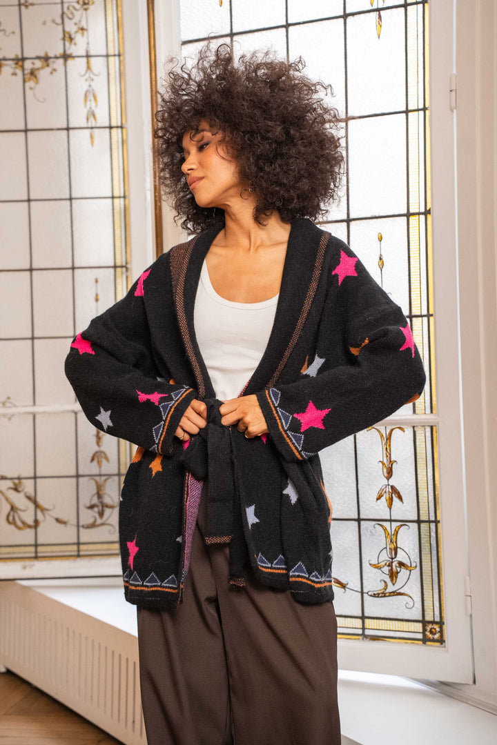 Gilet long en maille imprimé étoiles Pach - Taille unique