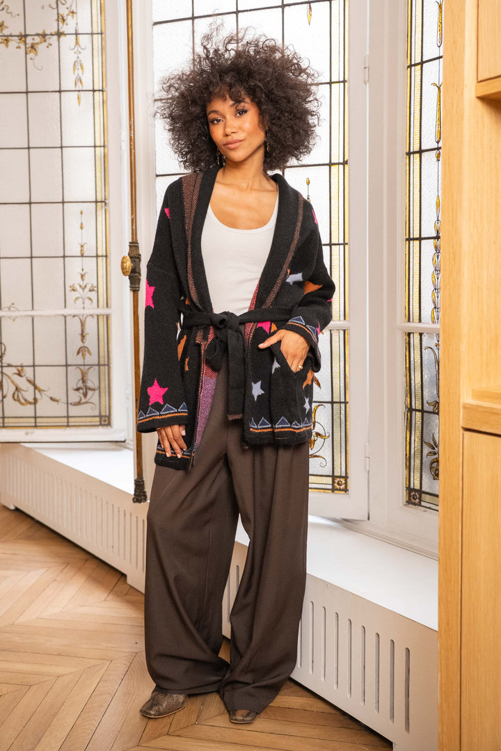 Gilet long en maille imprimé étoiles Pach - Taille unique