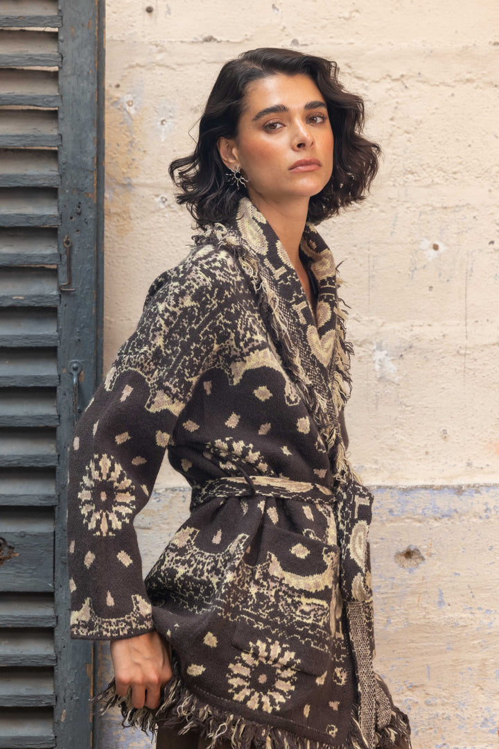 Gilet Long Imprimé Bandana Kyo 26010 - Taille unique: 36