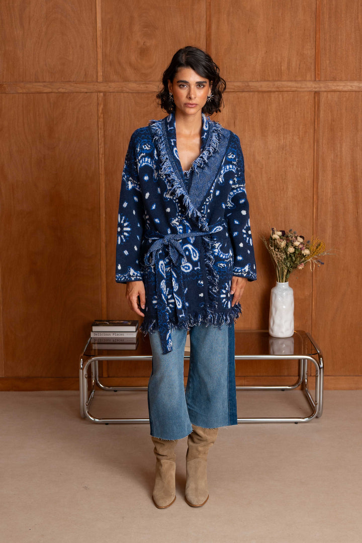 Gilet Long Imprimé Bandana Kyo 26010 - Taille unique: 36