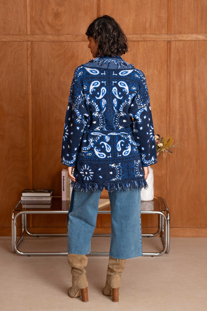 Gilet Long Imprimé Bandana Kyo 26010 - Taille unique: 36