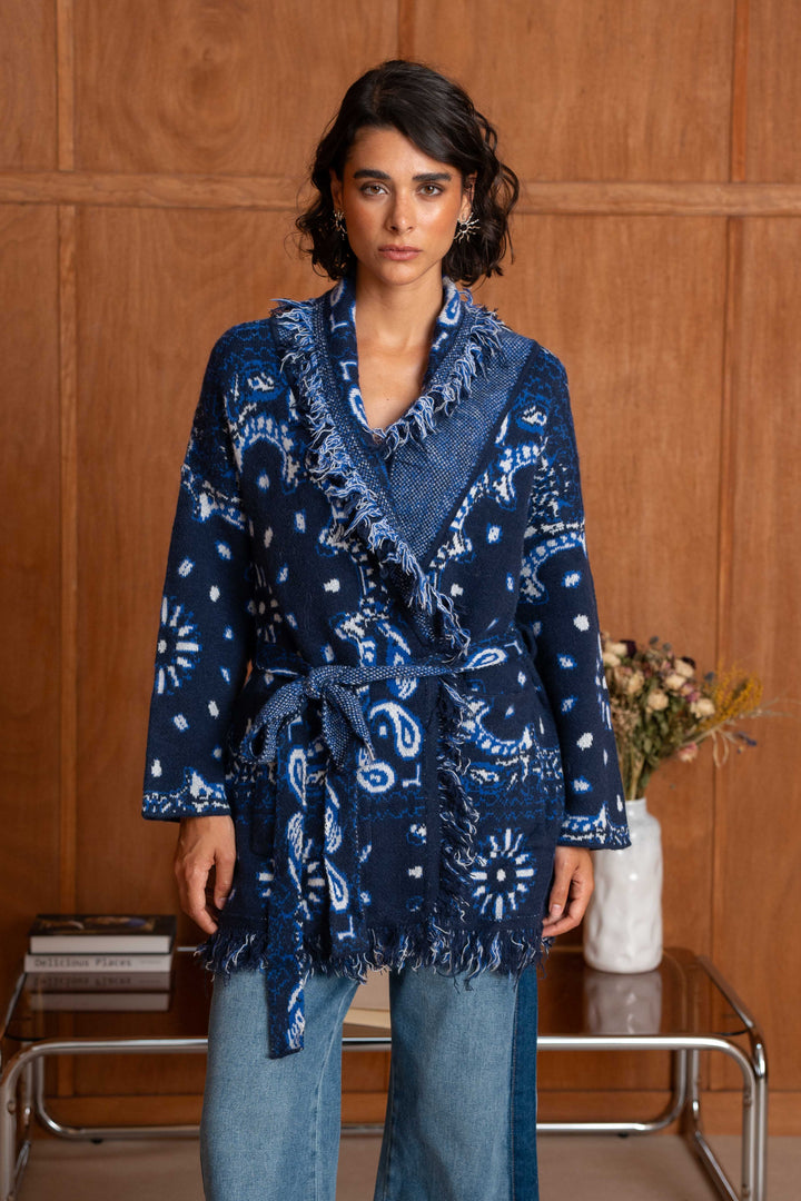 Gilet Long Imprimé Bandana Kyo 26010 - Taille unique: 36