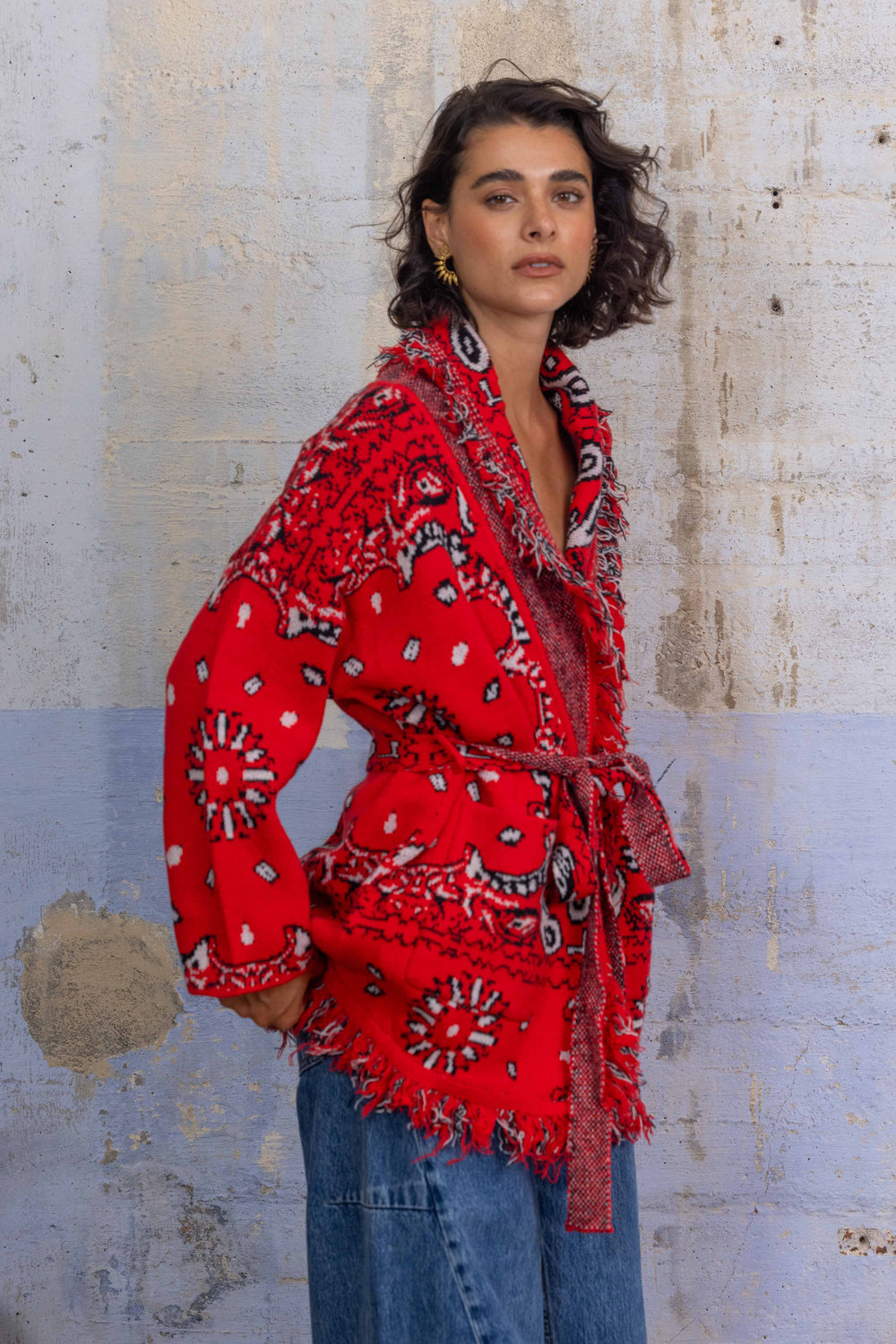 Gilet Long Imprimé Bandana Kyo 26010 - Taille unique: 36