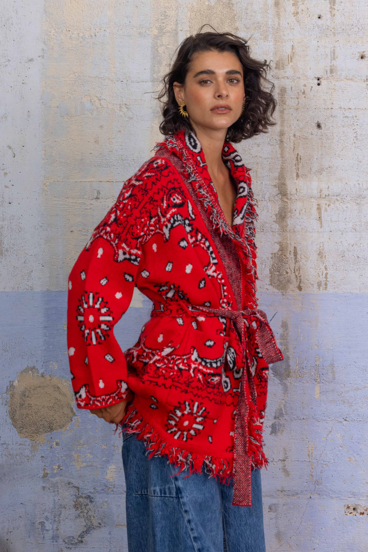 Gilet Long Imprimé Bandana Kyo 26010 - Taille unique: 36