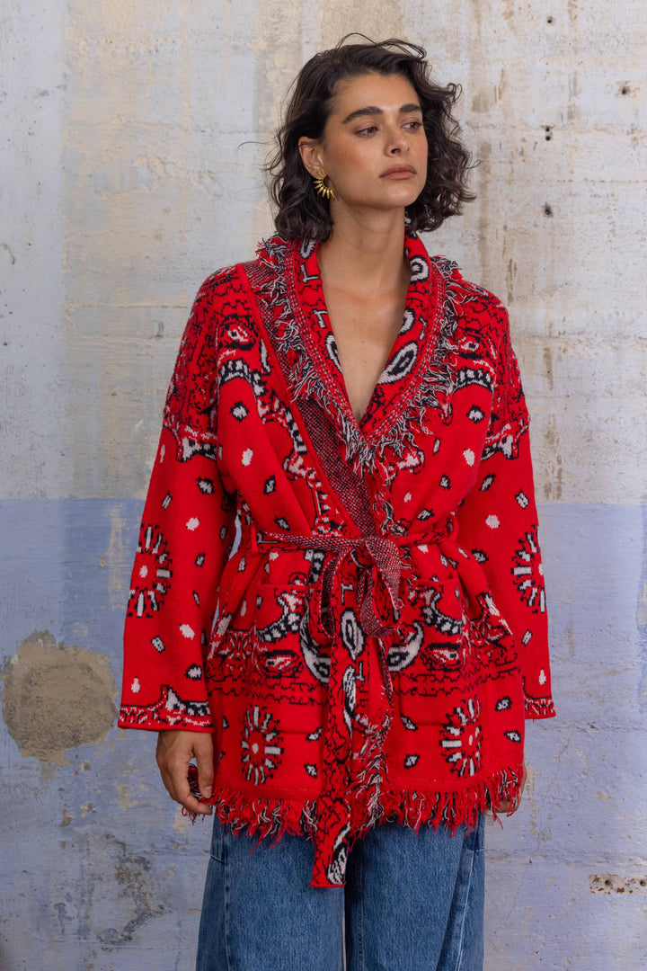 Gilet Long Imprimé Bandana Kyo 26010 - Taille unique: 36