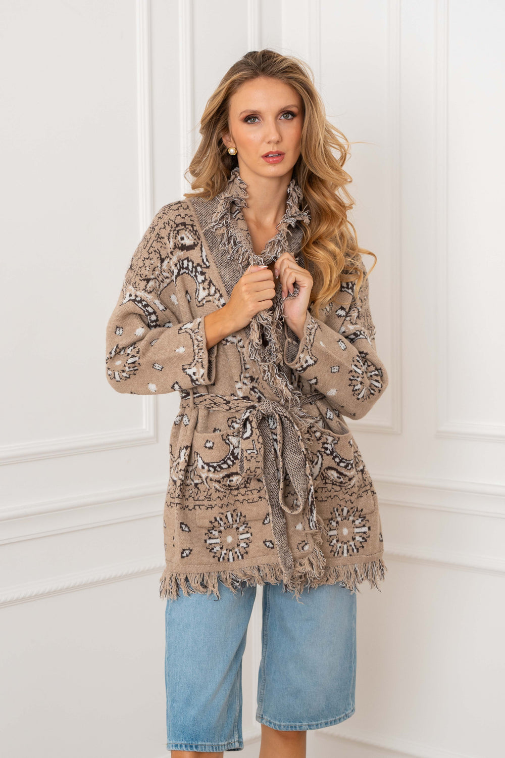 Gilet Long Imprimé Bandana Kyo 26010 - Taille unique: 36