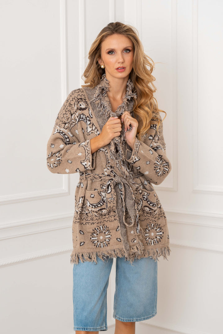 Gilet Long Imprimé Bandana Kyo 26010 - Taille unique: 36