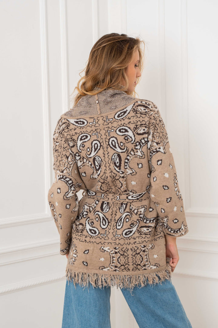 Gilet Long Imprimé Bandana Kyo 26010 - Taille unique: 36