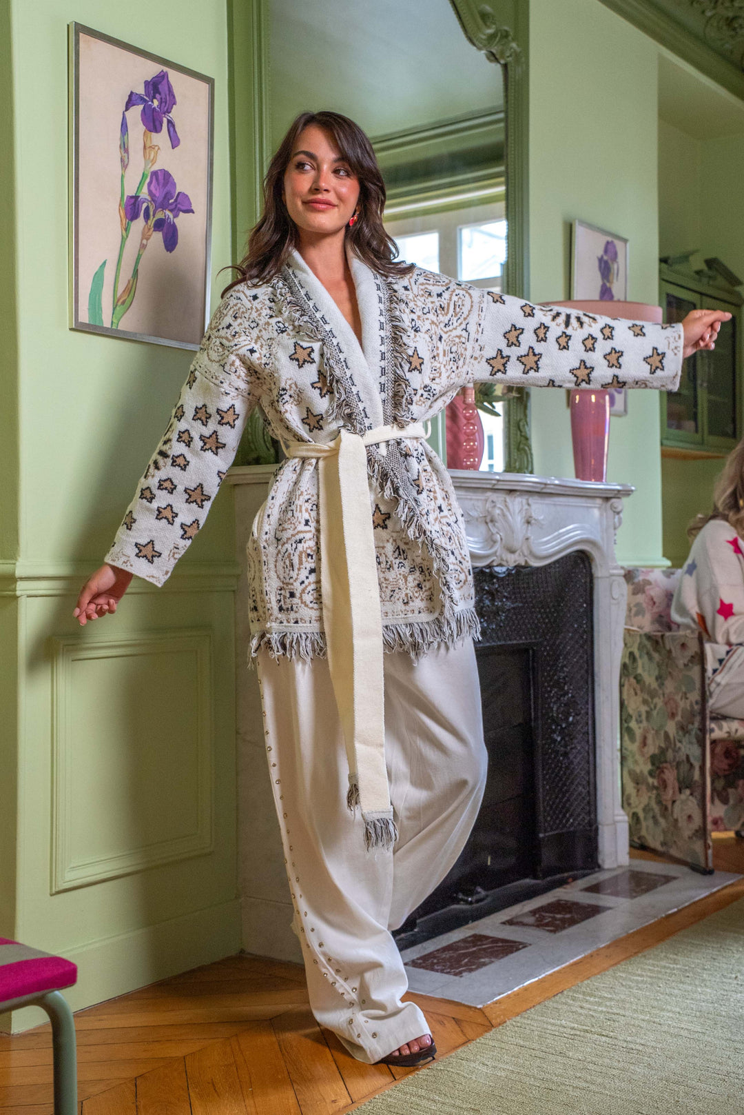 Gilet manches longues à franges Palto - Taille unique