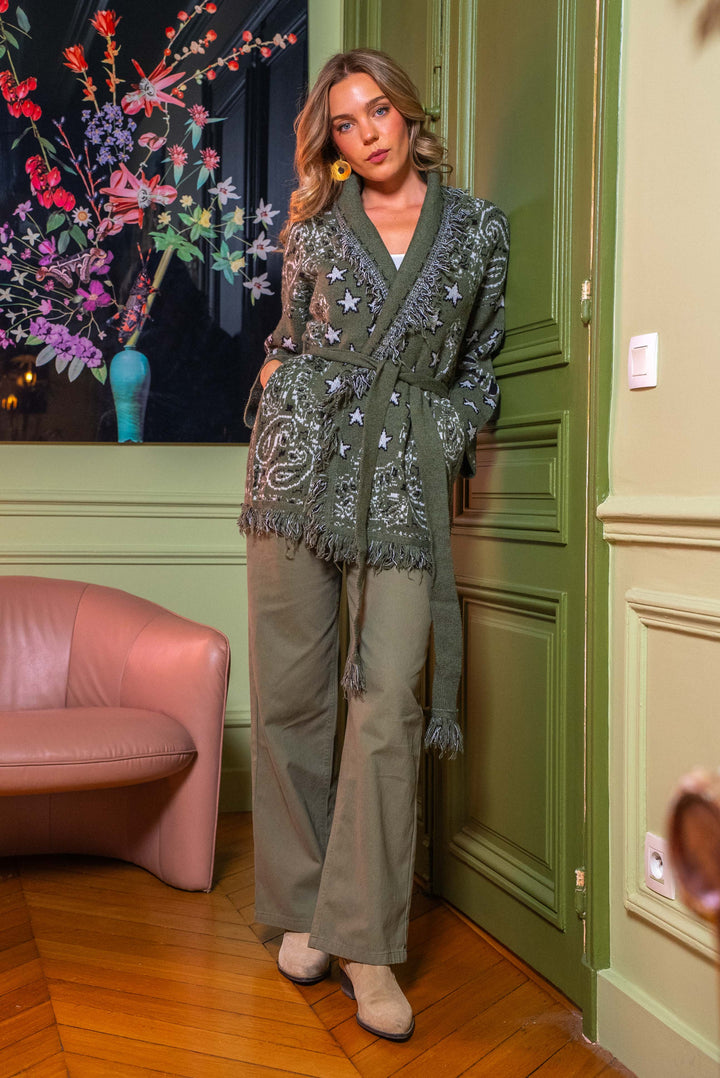 Gilet manches longues à franges Palto - Taille unique