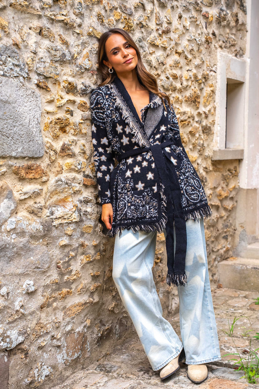 Gilet manches longues à franges Palto - Taille unique