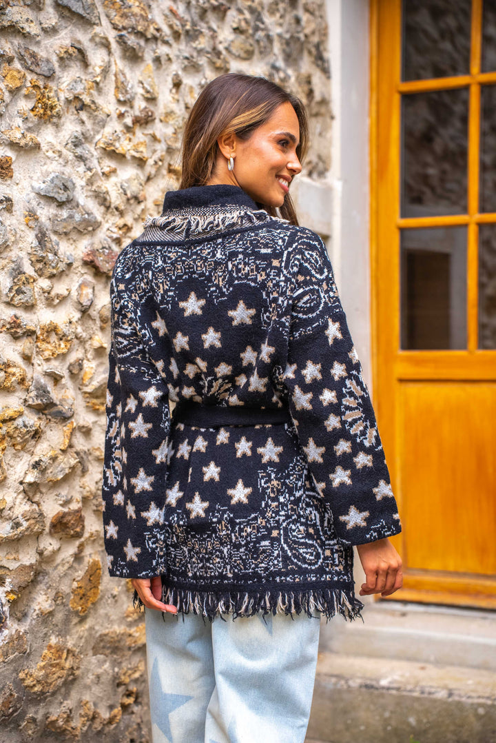 Gilet manches longues à franges Palto - Taille unique