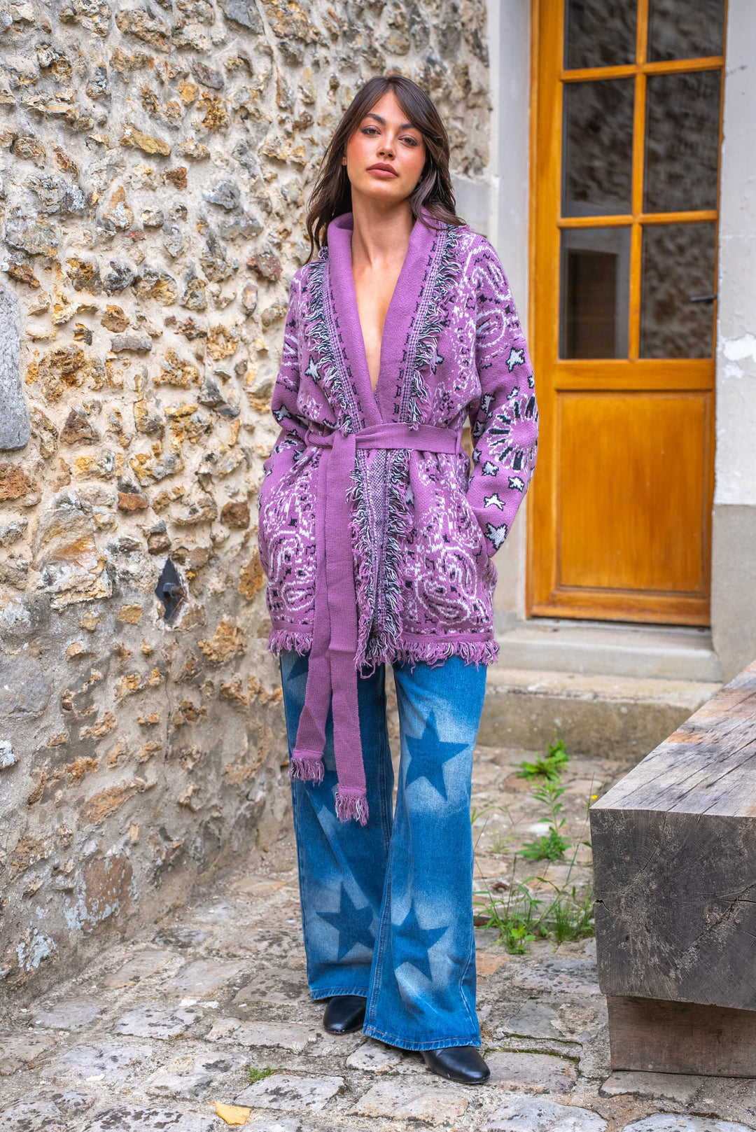 Gilet manches longues à franges Palto - Taille unique