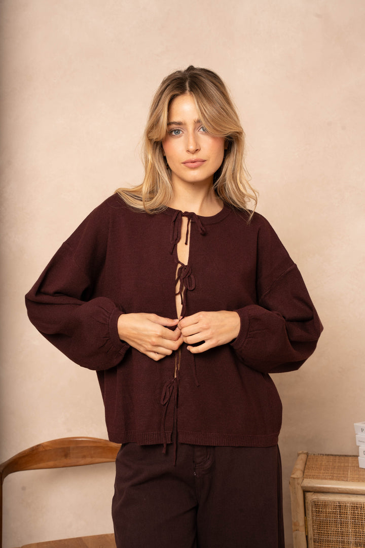 Gilet Miso à lacets - Taille unique / Bordeaux - gilets